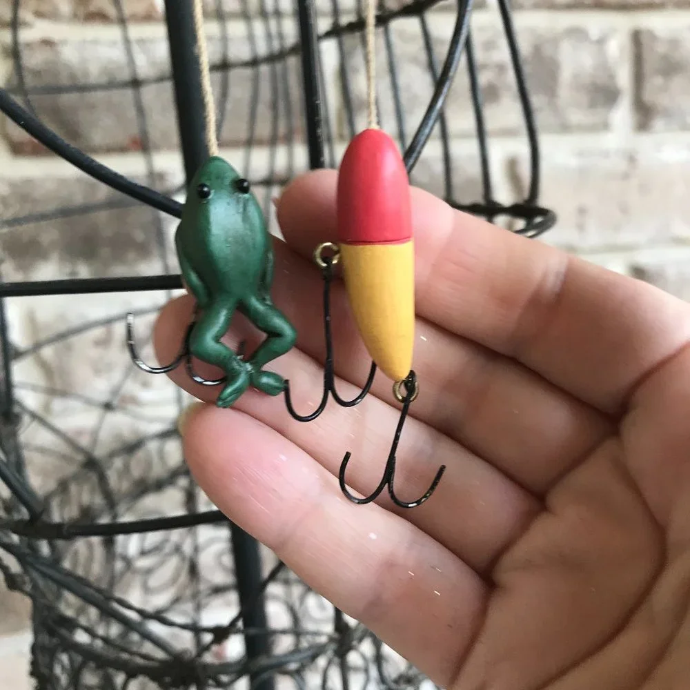 Fish Ornament Frog Sinker Lures Retro Christmas